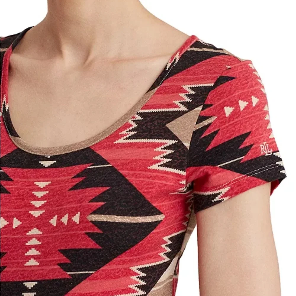 Ralph Lauren 100% cotton Red and Black Geometric Maxi Dress - Picture 5 of 13